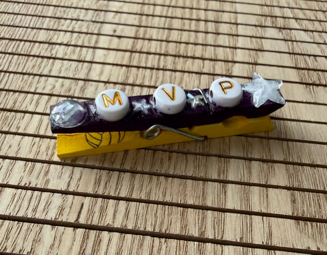 Volleyball - yellow and purple Fetch the W, Hustle, Fire Hit, Make Waves, MVP, and U ate