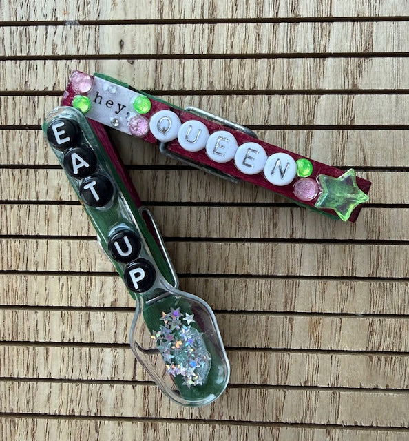 All Sports - maroon and green: Royalty Theme Slay All Day, Hey Queen, UR Royalty, You 8 That, $Baller, EAT UP spoon