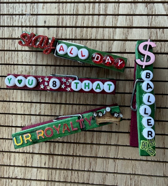 All Sports - maroon and green: Royalty Theme Slay All Day, Hey Queen, UR Royalty, You 8 That, $Baller, EAT UP spoon