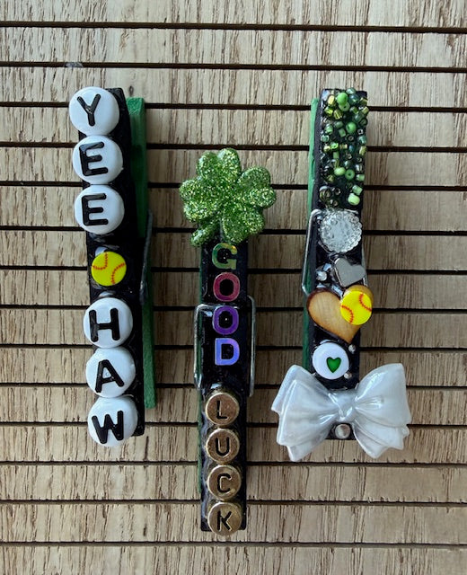 Softball - green and black 2 sets of 6 clips