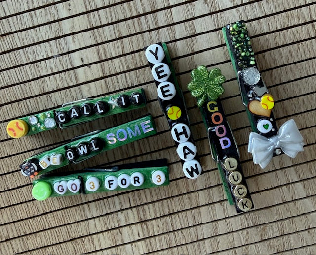 Softball - green and black 2 sets of 6 clips