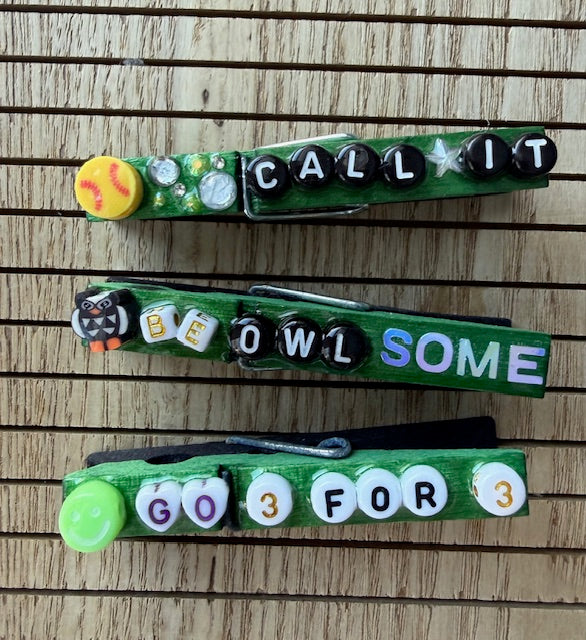 Softball - green and black 2 sets of 6 clips