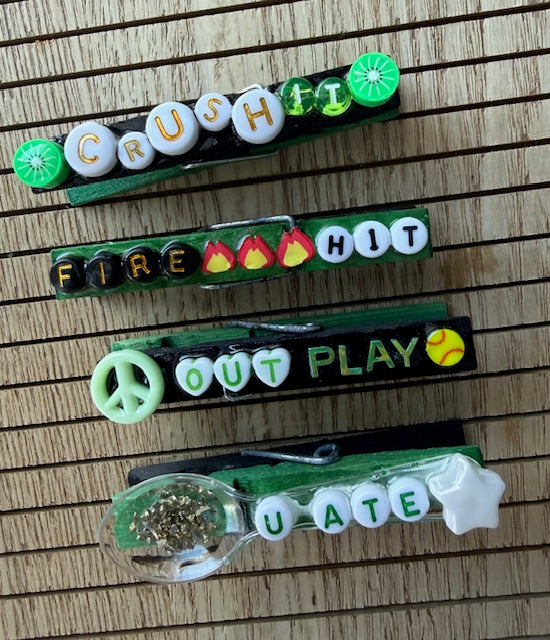 Softball - green and black 2 sets of 6 clips