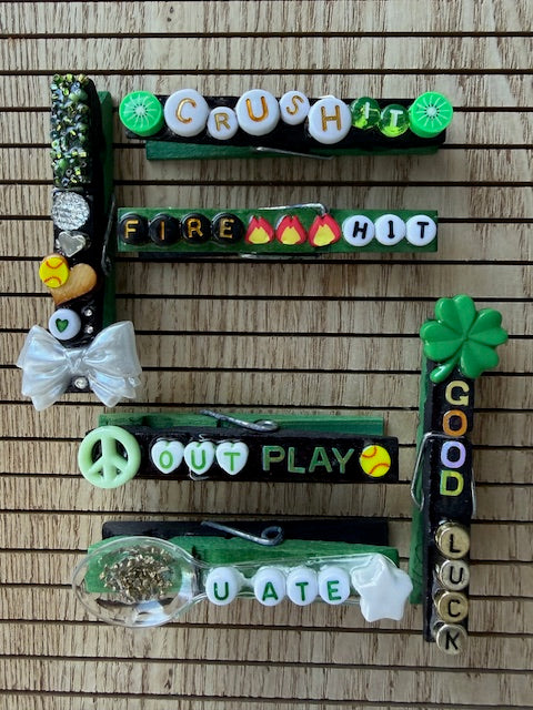 Softball - green and black 2 sets of 6 clips