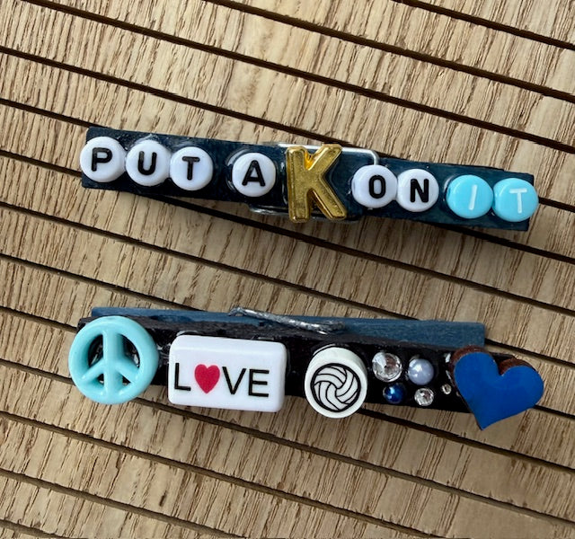 Volleyball - blue and black UR A STAR, U Ate Spoon, Put a K on it, Peace-Love-VB, You Shine, and Crushed