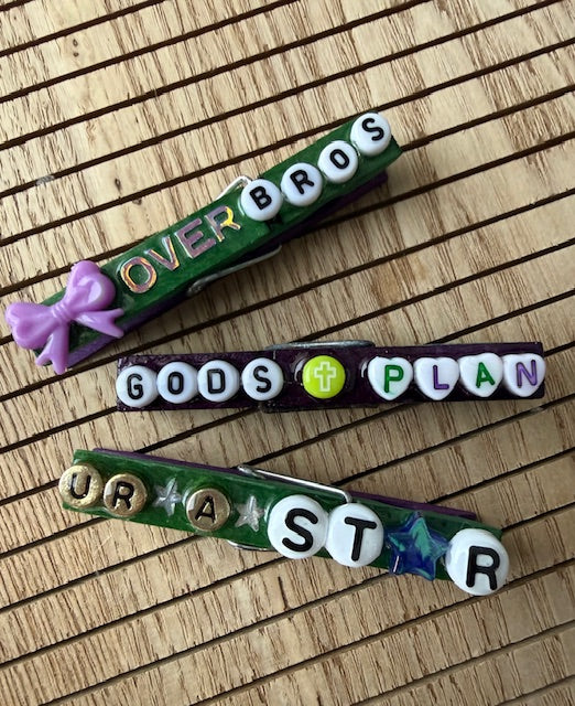 Volleyball - green and purple U Ate spoon, God's Plan, Grape Ace, Bows over Bros, MVP, and UR A STAR