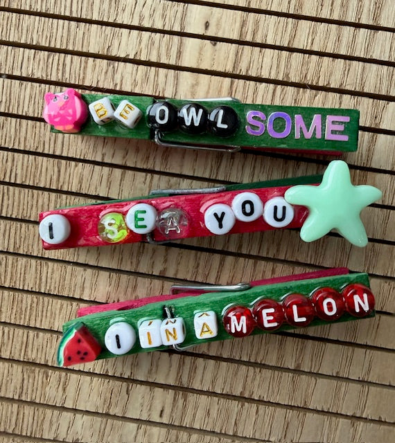 Any Sport - green and pink Berry Cute, Baddie, Be OWLsome, I SEA you, 1 in a melon, and UR A STAR