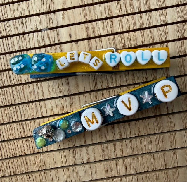 Cheer - yellow and blue Shell Yeah, Hustle, Lets Roll, MVP, Make Waves, Bows over Bros