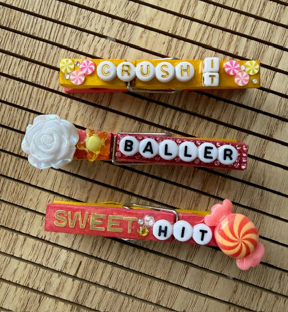 Volleyball - yellow and pink WWJD, GOAT, Crush it, Baller, Sweet Hit, and U Ate Spoon