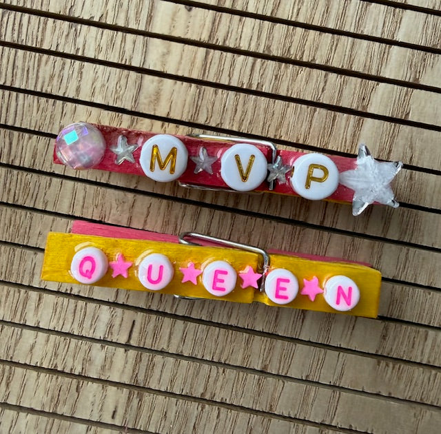 Volleyball - yellow and pink Six Seven, Hoppsss, GOAT, U Ate Spoon, MVP, and QUEEN