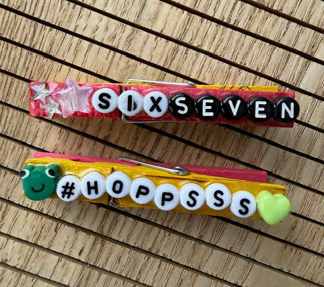 Volleyball - yellow and pink Six Seven, Hoppsss, GOAT, U Ate Spoon, MVP, and QUEEN