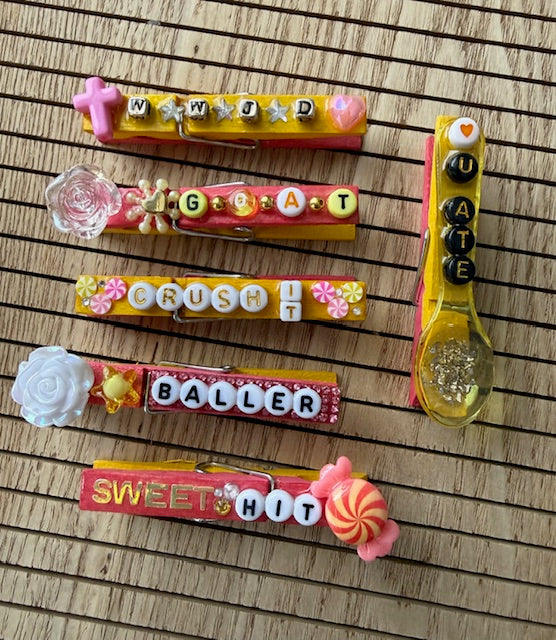 Volleyball - yellow and pink WWJD, GOAT, Crush it, Baller, Sweet Hit, and U Ate Spoon