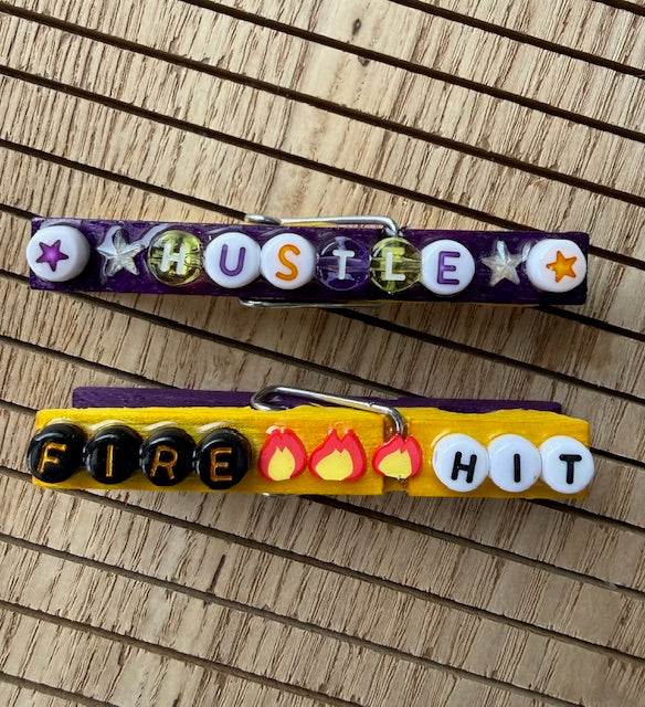 Volleyball - yellow and purple Fetch the W, Hustle, Fire Hit, Make Waves, MVP, and U ate